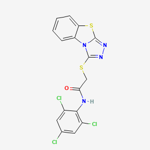 molecular formula C16H9Cl3N4OS2 B11979986 2-([1,2,4]triazolo[3,4-b][1,3]benzothiazol-3-ylsulfanyl)-N-(2,4,6-trichlorophenyl)acetamide 