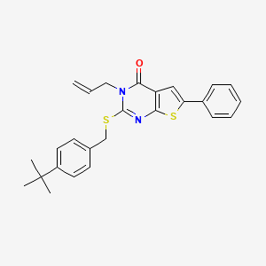 molecular formula C26H26N2OS2 B11980006 3-Allyl-2-((4-tert-butylbenzyl)thio)-6-phenylthieno(2,3-D)pyrimidin-4(3H)-one 