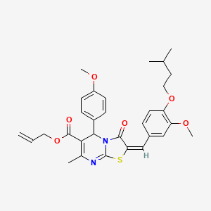 molecular formula C31H34N2O6S B11980012 Allyl (2E)-2-[4-(isopentyloxy)-3-methoxybenzylidene]-5-(4-methoxyphenyl)-7-methyl-3-oxo-2,3-dihydro-5H-[1,3]thiazolo[3,2-A]pyrimidine-6-carboxylate 