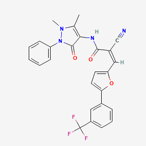 (2Z)-2-cyano-N-(1,5-dimethyl-3-oxo-2-phenyl-2,3-dihydro-1H-pyrazol-4-yl)-3-{5-[3-(trifluoromethyl)phenyl]furan-2-yl}prop-2-enamide