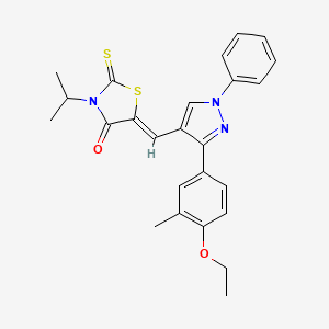 molecular formula C25H25N3O2S2 B11980131 (5Z)-5-{[3-(4-ethoxy-3-methylphenyl)-1-phenyl-1H-pyrazol-4-yl]methylene}-3-isopropyl-2-thioxo-1,3-thiazolidin-4-one 