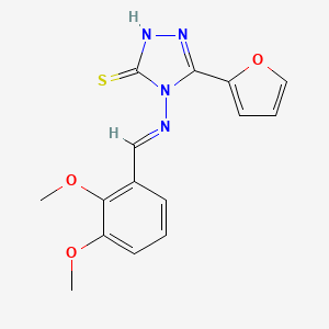 molecular formula C15H14N4O3S B11980163 4-((2,3-Dimethoxybenzylidene)amino)5-(2-furyl)4H-1,2,4-triazol-3-YL hydrosulfide 