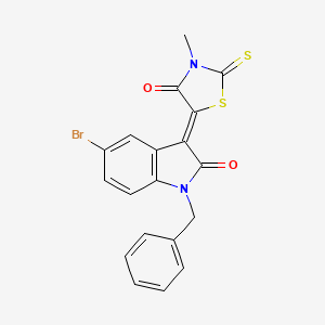 molecular formula C19H13BrN2O2S2 B11980189 (3Z)-1-benzyl-5-bromo-3-(3-methyl-4-oxo-2-thioxo-1,3-thiazolidin-5-ylidene)-1,3-dihydro-2H-indol-2-one 