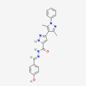 molecular formula C22H20N6O2 B11980195 3-(3,5-dimethyl-1-phenyl-pyrazol-4-yl)-N-[(E)-(4-hydroxyphenyl)methyleneamino]-1H-pyrazole-5-carboxamide 