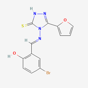 molecular formula C13H9BrN4O2S B11980216 4-Bromo-2-(((3-(2-furyl)-5-mercapto-4H-1,2,4-triazol-4-YL)imino)methyl)phenol 