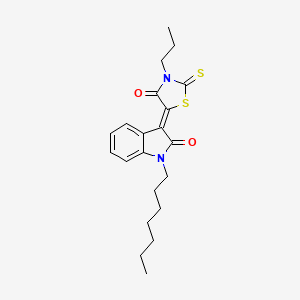 (3Z)-1-heptyl-3-(4-oxo-3-propyl-2-thioxo-1,3-thiazolidin-5-ylidene)-1,3-dihydro-2H-indol-2-one