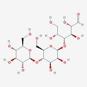 molecular formula C18H32O16 B1198029 (2S,3R,4R,5R)-4-[(2S,3S,4R,5S,6R)-3,4-dihydroxy-6-(hydroxymethyl)-5-[(2S,3R,4S,5S,6R)-3,4,5-trihydroxy-6-(hydroxymethyl)oxan-2-yl]oxyoxan-2-yl]oxy-2,3,5,6-tetrahydroxyhexanal CAS No. 28072-82-4