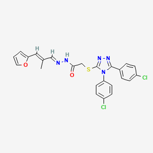 2-{[4,5-bis(4-chlorophenyl)-4H-1,2,4-triazol-3-yl]sulfanyl}-N'-[(1E,2E)-3-(furan-2-yl)-2-methylprop-2-en-1-ylidene]acetohydrazide