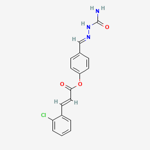 molecular formula C17H14ClN3O3 B11980336 4-[(E)-(2-carbamoylhydrazinylidene)methyl]phenyl (2E)-3-(2-chlorophenyl)prop-2-enoate 