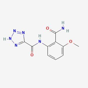 molecular formula C10H10N6O3 B1198038 N-[2-Carbamoyl-3-methoxyphenyl]-1H-tetrazole-5-carboxamide CAS No. 64470-39-9