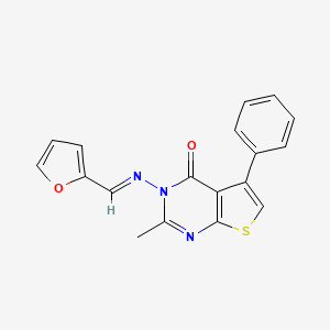 molecular formula C18H13N3O2S B11980458 3-{[(E)-2-furylmethylidene]amino}-2-methyl-5-phenylthieno[2,3-d]pyrimidin-4(3H)-one 