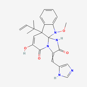 molecular formula C23H23N5O4 B1198047 11-羟基-14-(1H-咪唑-5-基亚甲基)-2-甲氧基-9-(2-甲基丁-3-烯-2-基)-2,13,16-三氮杂四环[7.7.0.01,13.03,8]十六烷-3,5,7,10-四烯-12,15-二酮 