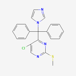 molecular formula C21H17ClN4S B11980565 5-chloro-4-[1H-imidazol-1-yl(diphenyl)methyl]-2-pyrimidinyl methyl sulfide CAS No. 74840-37-2