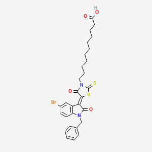 molecular formula C29H31BrN2O4S2 B11980613 11-[(5Z)-5-(1-benzyl-5-bromo-2-oxo-1,2-dihydro-3H-indol-3-ylidene)-4-oxo-2-thioxo-1,3-thiazolidin-3-yl]undecanoic acid 