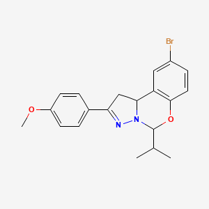 molecular formula C20H21BrN2O2 B11980627 9-Bromo-5-isopropyl-2-(4-methoxyphenyl)-1,10b-dihydropyrazolo[1,5-c][1,3]benzoxazine CAS No. 303060-89-1