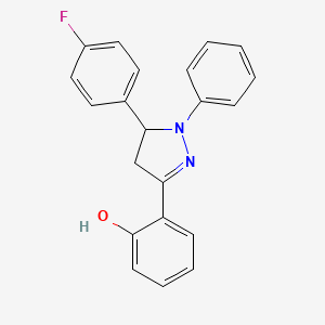 molecular formula C21H17FN2O B11980656 2-[5-(4-fluorophenyl)-1-phenyl-4,5-dihydro-1H-pyrazol-3-yl]phenol 