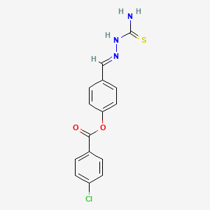 molecular formula C15H12ClN3O2S B11980664 4-(2-(Aminocarbothioyl)carbohydrazonoyl)phenyl 4-chlorobenzoate CAS No. 303063-95-8