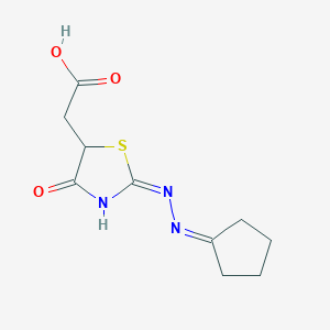 molecular formula C10H13N3O3S B11980689 [(2E)-2-(cyclopentylidenehydrazinylidene)-4-hydroxy-2,5-dihydro-1,3-thiazol-5-yl]acetic acid 