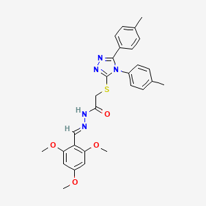 2-{[4,5-bis(4-methylphenyl)-4H-1,2,4-triazol-3-yl]sulfanyl}-N'-[(E)-(2,4,6-trimethoxyphenyl)methylidene]acetohydrazide