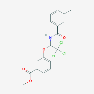 molecular formula C18H16Cl3NO4 B11980729 Methyl 3-{2,2,2-trichloro-1-[(3-methylbenzoyl)amino]ethoxy}benzoate 