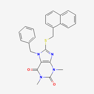 molecular formula C25H22N4O2S B11980731 7-Benzyl-1,3-dimethyl-8-(naphthalen-1-ylmethylsulfanyl)purine-2,6-dione 