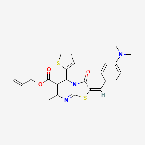 molecular formula C24H23N3O3S2 B11980751 allyl (2E)-2-[4-(dimethylamino)benzylidene]-7-methyl-3-oxo-5-(2-thienyl)-2,3-dihydro-5H-[1,3]thiazolo[3,2-a]pyrimidine-6-carboxylate 