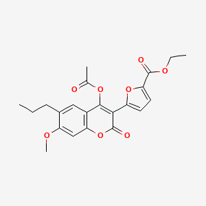 molecular formula C22H22O8 B11980851 ethyl 5-(4-acetoxy-7-methoxy-2-oxo-6-propyl-2H-chromen-3-yl)furan-2-carboxylate 