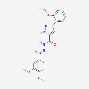 molecular formula C21H22N4O4 B11980917 N'-(3,4-Dimethoxybenzylidene)-3-(2-ethoxyphenyl)-1H-pyrazole-5-carbohydrazide 