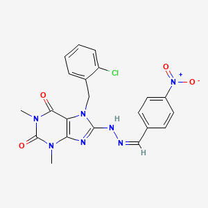 molecular formula C21H18ClN7O4 B11980943 4-Nitrobenzaldehyde [7-(2-chlorobenzyl)-1,3-dimethyl-2,6-dioxo-2,3,6,7-tetrahydro-1H-purin-8-YL]hydrazone 