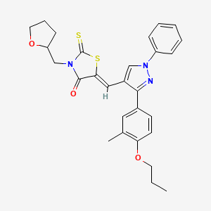 (5Z)-5-{[3-(3-methyl-4-propoxyphenyl)-1-phenyl-1H-pyrazol-4-yl]methylene}-3-(tetrahydro-2-furanylmethyl)-2-thioxo-1,3-thiazolidin-4-one