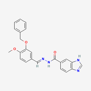 molecular formula C23H20N4O3 B11981004 N'-{(E)-[3-(benzyloxy)-4-methoxyphenyl]methylidene}-1H-benzimidazole-5-carbohydrazide 