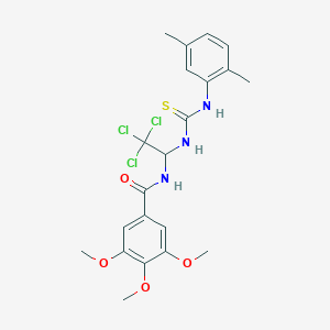 molecular formula C21H24Cl3N3O4S B11981006 3,4,5-Trimethoxy-N-(2,2,2-trichloro-1-{[(2,5-dimethylanilino)carbothioyl]amino}ethyl)benzamide CAS No. 303063-19-6