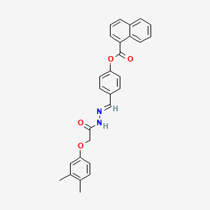 molecular formula C28H24N2O4 B11981028 4-[(E)-{2-[(3,4-dimethylphenoxy)acetyl]hydrazinylidene}methyl]phenyl naphthalene-1-carboxylate 