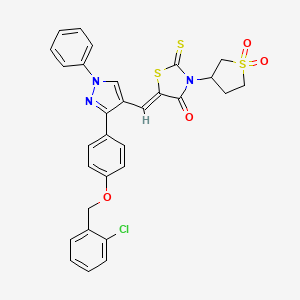 (5Z)-5-[(3-{4-[(2-chlorobenzyl)oxy]phenyl}-1-phenyl-1H-pyrazol-4-yl)methylene]-3-(1,1-dioxidotetrahydro-3-thienyl)-2-thioxo-1,3-thiazolidin-4-one