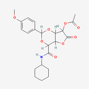 B1198106 [4-(Cyclohexylcarbamoyl)-2-(4-methoxyphenyl)-6-oxo-4,4a,7,7a-tetrahydrofuro[3,2-d][1,3]dioxin-7-yl] acetate CAS No. 41111-85-7