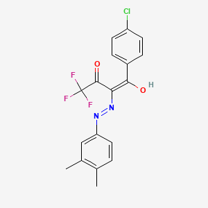 (2E)-1-(4-chlorophenyl)-2-[2-(3,4-dimethylphenyl)hydrazinylidene]-4,4,4-trifluorobutane-1,3-dione