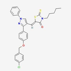 (5Z)-5-[(3-{4-[(4-Chlorobenzyl)oxy]phenyl}-1-phenyl-1H-pyrazol-4-YL)methylene]-3-pentyl-2-thioxo-1,3-thiazolidin-4-one