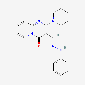 molecular formula C20H21N5O B11981142 4-oxo-2-(1-piperidinyl)-4H-pyrido[1,2-a]pyrimidine-3-carbaldehyde phenylhydrazone 