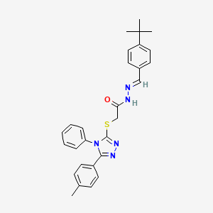 molecular formula C28H29N5OS B11981170 N'-[(E)-(4-tert-butylphenyl)methylidene]-2-{[5-(4-methylphenyl)-4-phenyl-4H-1,2,4-triazol-3-yl]sulfanyl}acetohydrazide 