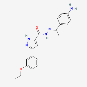 molecular formula C20H21N5O2 B11981174 N'-(1-(4-Aminophenyl)ethylidene)-3-(3-ethoxyphenyl)-1H-pyrazole-5-carbohydrazide CAS No. 303103-96-0