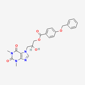 molecular formula C24H24N4O6 B1198119 [3-(1,3-Dimethyl-2,6-dioxopurin-7-yl)-2-hydroxypropyl] 4-phenylmethoxybenzoate CAS No. 82502-10-1