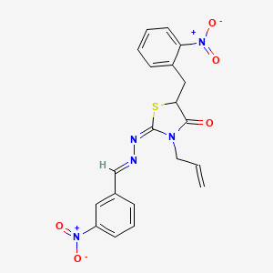 (2E)-5-(2-nitrobenzyl)-2-[(2E)-(3-nitrobenzylidene)hydrazinylidene]-3-(prop-2-en-1-yl)-1,3-thiazolidin-4-one