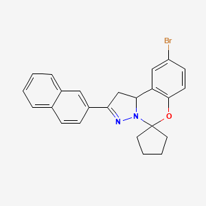 molecular formula C24H21BrN2O B11981225 9-Bromo-2-(naphthalen-2-yl)-1,10b-dihydrospiro[benzo[e]pyrazolo[1,5-c][1,3]oxazine-5,1'-cyclopentane] CAS No. 303059-81-6