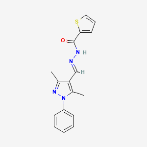 molecular formula C17H16N4OS B11981309 N'-((3,5-Dimethyl-1-phenyl-1H-pyrazol-4-YL)methylene)-2-thiophenecarbohydrazide 