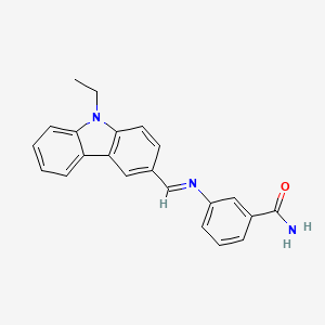 molecular formula C22H19N3O B11981346 3-{[(E)-(9-ethyl-9H-carbazol-3-yl)methylidene]amino}benzamide 