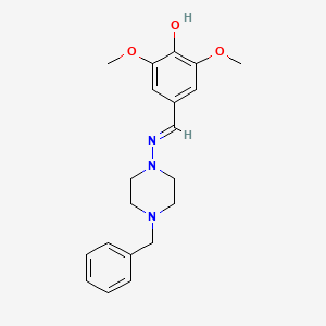 molecular formula C20H25N3O3 B11981347 4-(((4-Benzyl-1-piperazinyl)imino)methyl)-2,6-dimethoxyphenol CAS No. 303095-41-2