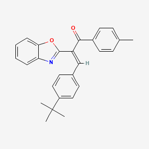 molecular formula C27H25NO2 B11981494 2-(Benzo[d]oxazol-2-yl)-3-(4-(tert-butyl)phenyl)-1-(p-tolyl)prop-2-en-1-one CAS No. 307953-14-6