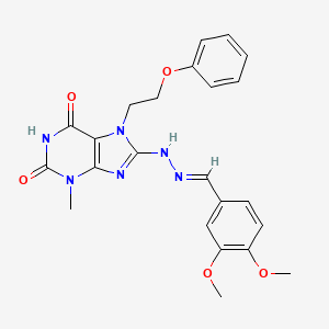 3,4-Dimethoxybenzaldehyde [3-methyl-2,6-dioxo-7-(2-phenoxyethyl)-2,3,6,7-tetrahydro-1H-purin-8-YL]hydrazone