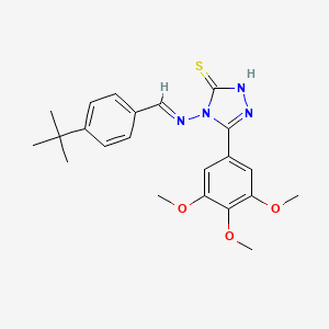 molecular formula C22H26N4O3S B11981608 4-{[(E)-(4-tert-butylphenyl)methylidene]amino}-5-(3,4,5-trimethoxyphenyl)-4H-1,2,4-triazole-3-thiol 