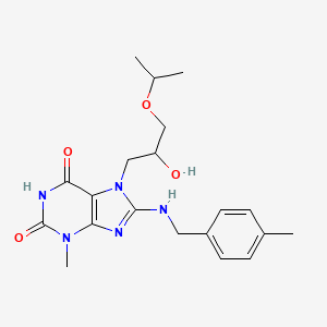 molecular formula C20H27N5O4 B11981634 7-(2-hydroxy-3-isopropoxypropyl)-3-methyl-8-[(4-methylbenzyl)amino]-3,7-dihydro-1H-purine-2,6-dione 